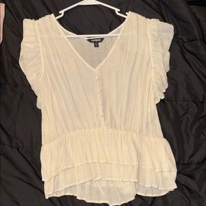 Express Ivory Ruffle Blouse